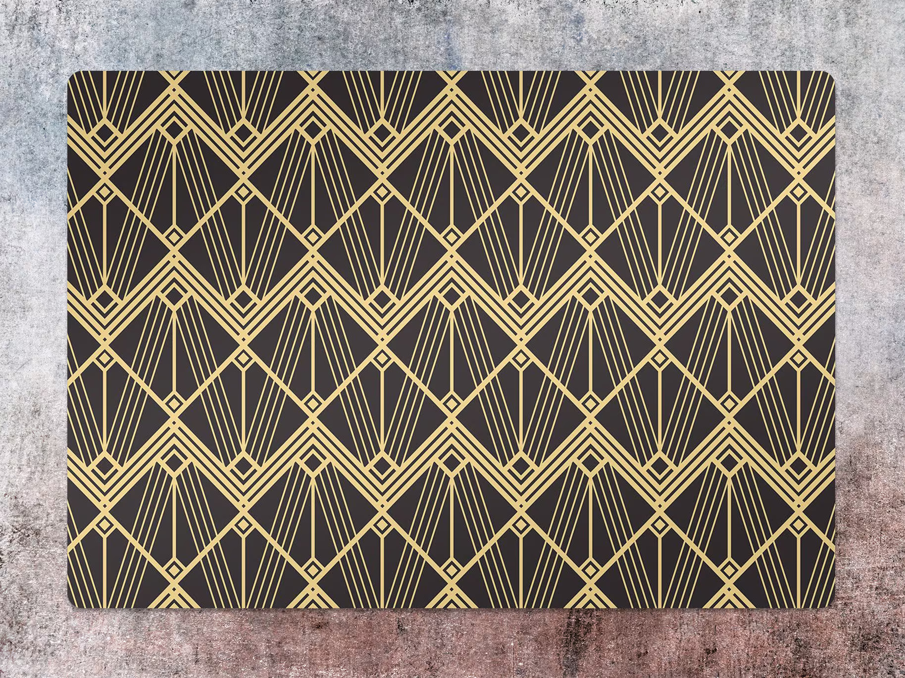 Art Deco Tiles Chair Mat, Orange Protective Brown Splat Geometric Vinyl Floor Pvc Office Room Rug, Comfort Mat
