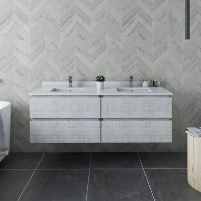 Formosa Wall Mounted 58" Double Bathroom Vanity Base Only