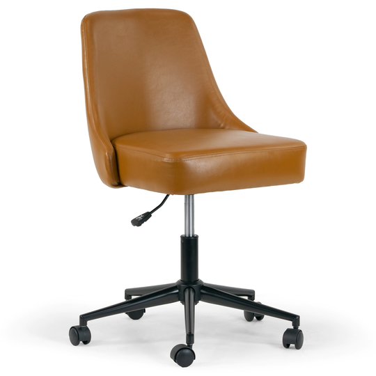 Aurica Light Brown Faux Leather Adjustable Height Swivel Office Chair
