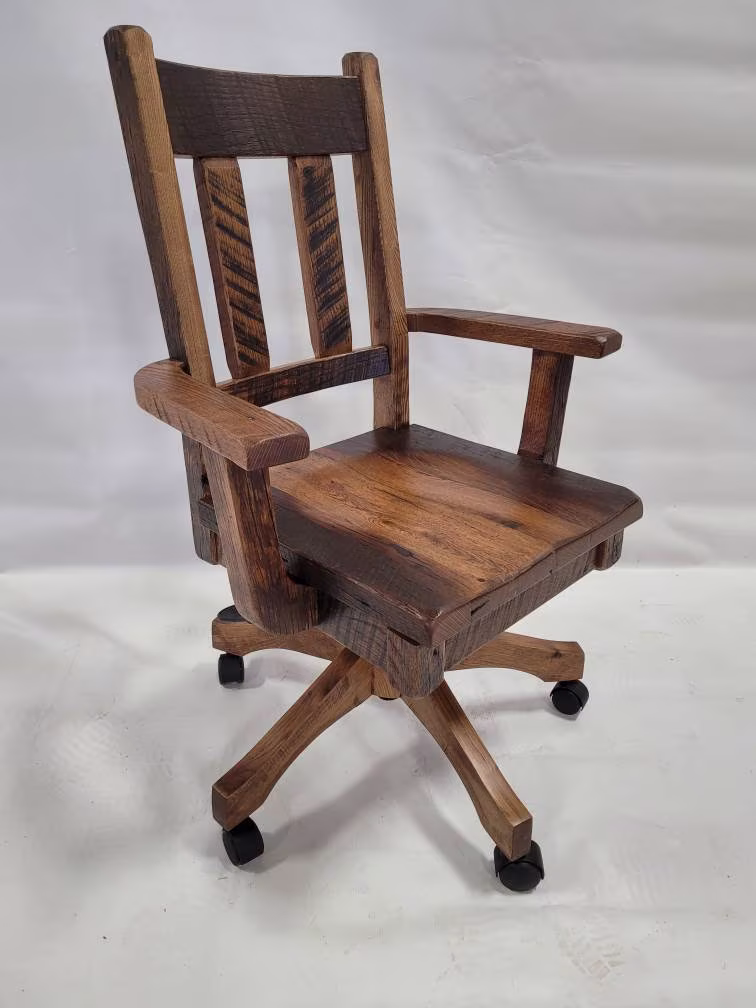 Reclaimed Barnwood Lumber Desk Chair, Very Heavy Duty, Free Shipping