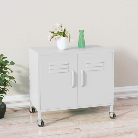 Storage Cabinet White 23.6"x13.8"x19.3" Steel
