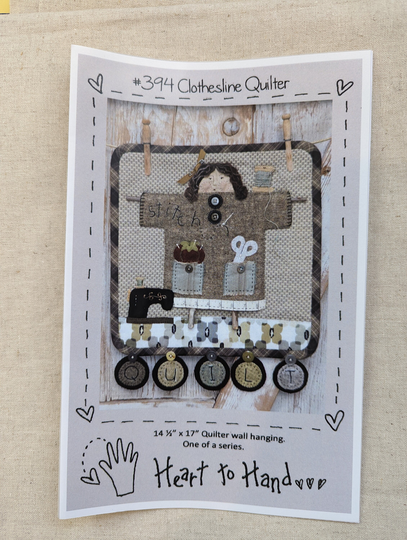 Heart To Hand Clothesline Quilter Wall Hanging - Mini Quilt 14" X 17"