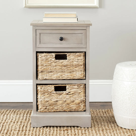 SAFAVIEH Cape Cod Grey 3-drawer Storage Table - 15.9" x 13" x 27.6"