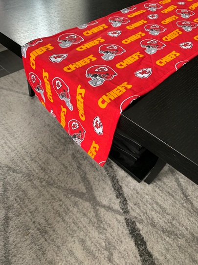 Lined Table Runner - Kansas City Chiefs Football 55"x 12" Table Topper Living Room Dining Bedroom Basement Bar Man Cave Linen
