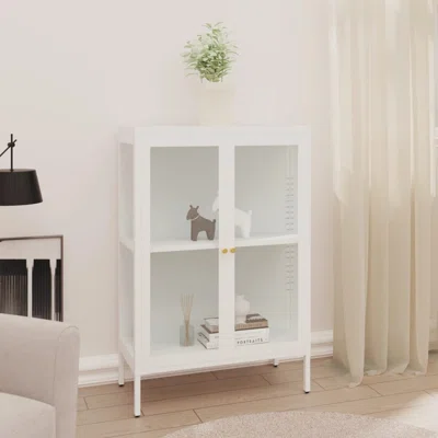 Vidaxl Sideboard White 29.5"X13.8"X41.3" Steel And Glass