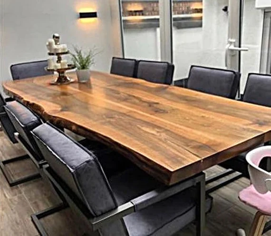 Solid Wood Dining Table, Kitchen Live Edge Table