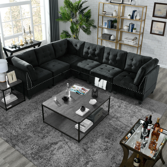 L-shaped Modular Sectional Sofa includes Three Single Chair