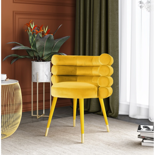 Modrest Otero Modern Yellow & Gold Velvet Accent Chair