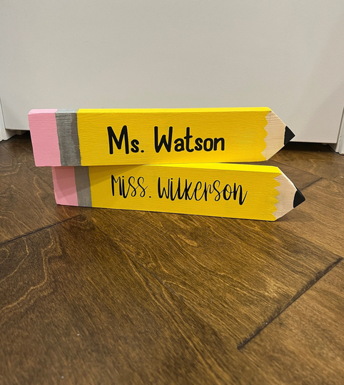 Personalized Teacher Pencil Sign, Appreciation Gift, Name Plate, Plate