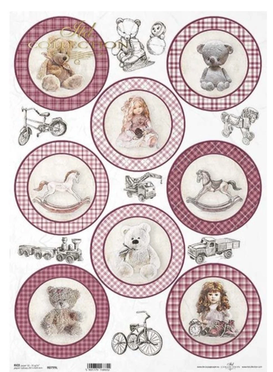 A3 Rice Paper For Decoupage, Teddy Bear Collage, Decorative Mulberry Tissue, Card Making