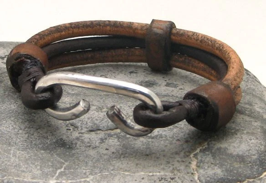 Valentines Day Gift For Him, Men's Leather Bracelet, Boyfriend Xmas Day. Gift Him. Husband. Leather Men