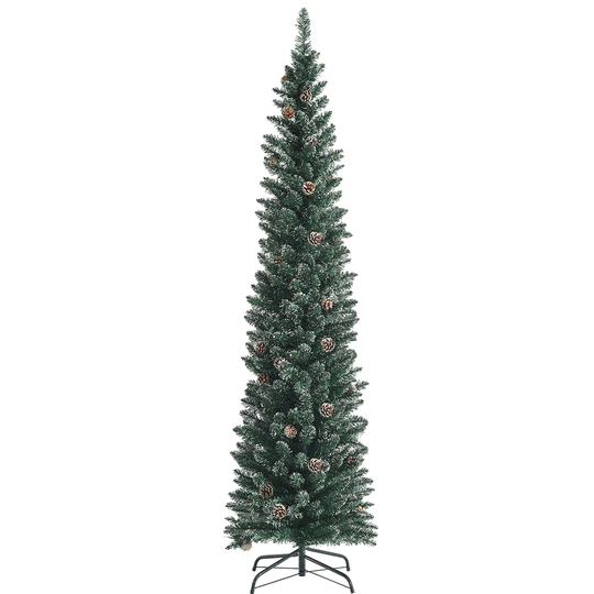 Costway 5ft/6ft/7ft Unlit Snowy PVC Artificial Slim Christmas Pencil