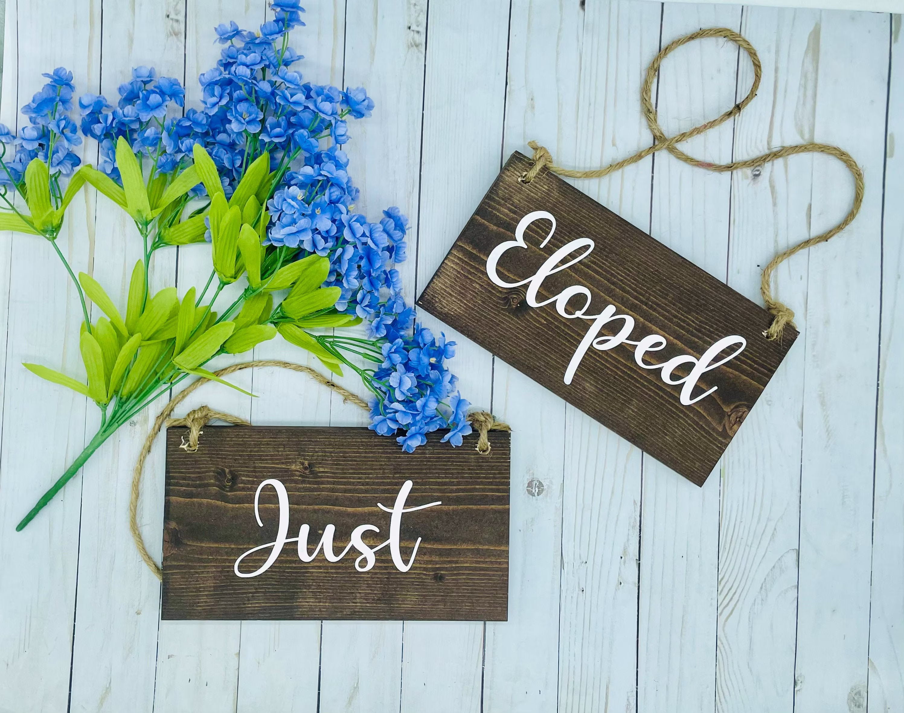 Just Eloped Wood Signs - Wedding Chair Rustic Decor Ceremony