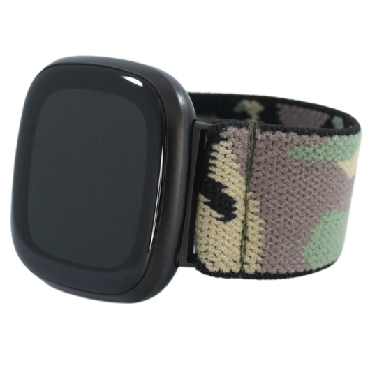 Elastic Fitbit Sense/Versa 3 Watch Band - Fits & Green Olive Camo Camoflauge Military Tactical Army Navy Marines