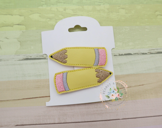 Pencil Snap Clips - Pencil Hair School Back To Cute For Girls Bows