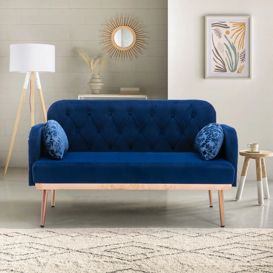 Belladepot Black Velvet Sofa Accent Sofa Loveseat Sofa with Metal Feet
