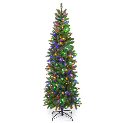 The Holiday Aisle® 6ft Hinged Pre-lit Christmas Slim Pencil Tree W/ 10 Lighting Modes & 648 Tips