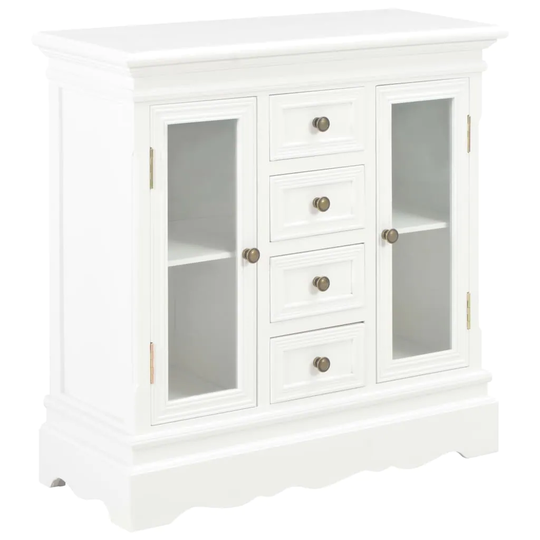 Sideboard White 27.6"x11"x27.6" Solid Pine Wood