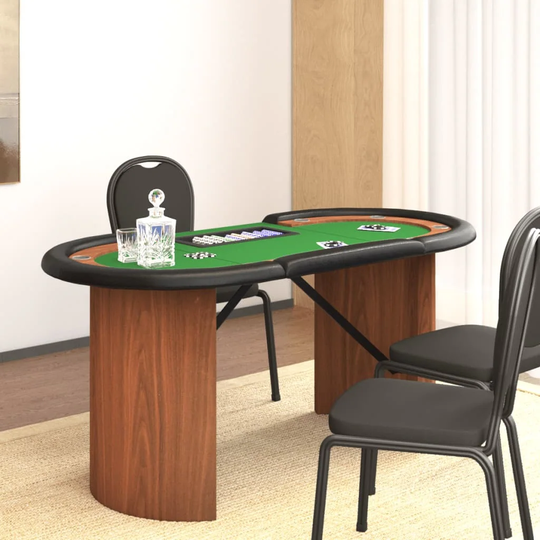 vidaXL 10-Player Poker Table with Chip Tray Oval Card Gaming Table Blue/Green - 63" x 31.5" x 29.5"