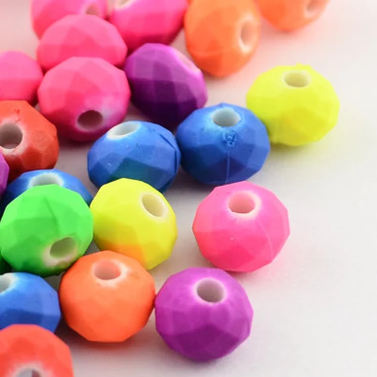 Faceted 10mm Bead Colorful Fluorescent For Jewelry Making Neon Matte Supplies Bracelet Kid Bright Assorted