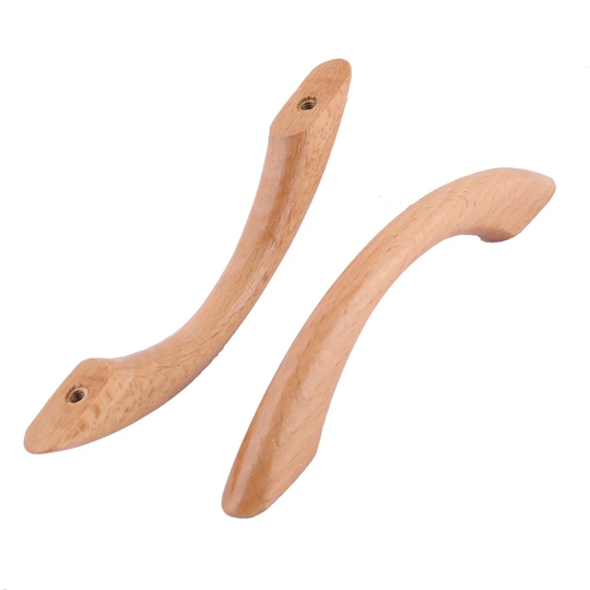 Wood Door Cabinet Dresser Drawer Replacement Pull Handle Handgrip 2Pcs - Wood Color - 5.1" x 0.5" x 1"(L*W*H)