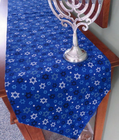 72" Hanukkah Table Runner Reversible Blue Snowflake & Star Of David Centerpiece Holiday Decor