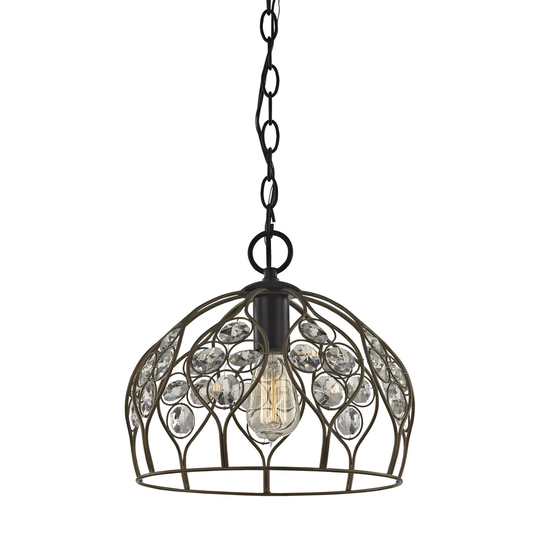 Crystal Web Bronze Metal and Crystal 1-light Pendant Light