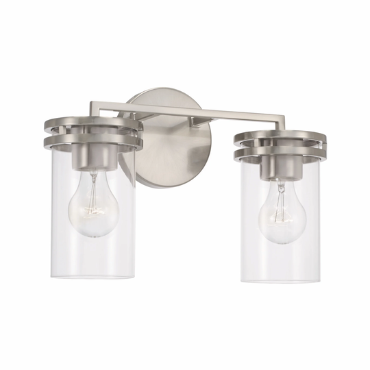 Fuller 2-light Bath/ Vanity Fixture w/ Clear Glass