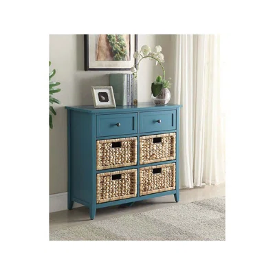 Console Table Sofa Table For Living Room With 6 Drawers,Basket Front Drawer,Teal