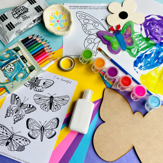 Butterfly Symmetry Art Box Craft Box For Girls. 6+ Art Projects in Each Box. The Crafty Fox Box By Studio Jen Hughes