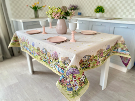 Tapestry Spring & Summer Table Cover. Kitchen Tablecloth. Dining Room Tablecloth Gift For Mom