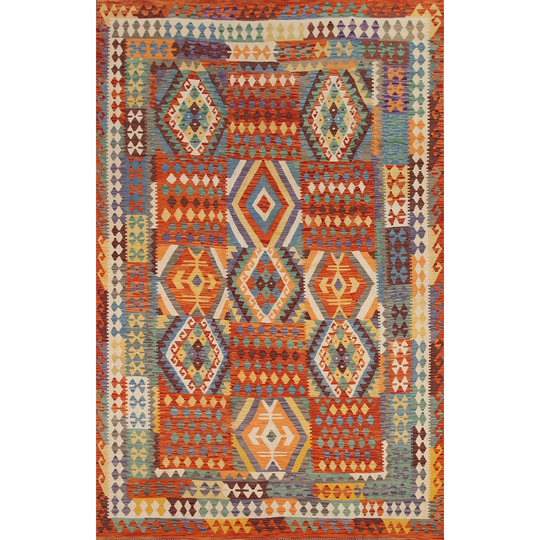 Colorful Southwestern Kilim Area Rug Hand-woven Oriental Wool Carpet - 8'5"x 11'6"