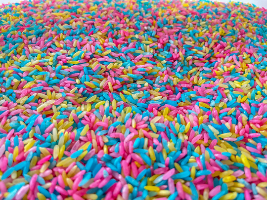 Spring Colored Sensory Rice, Bin Filler, Play, Bright Taste Safe, Montessori