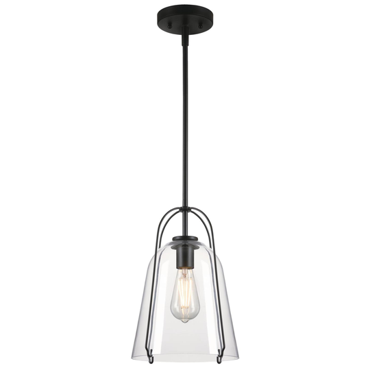 Westinghouse Lighting Kewadin One Light Indoor Pendant, Matte Black Finish, Clear Glass - 1-Light