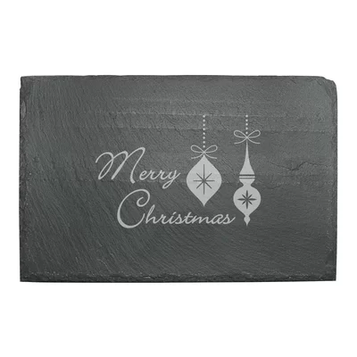 Susquehanna Glass Merry Christmas Ornaments Slate Cheese Server