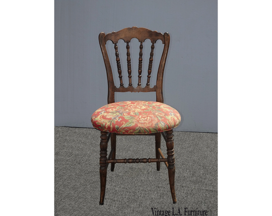 Vintage Fench Country Side Chair Farmhouse Chic With Orange Floral Seat