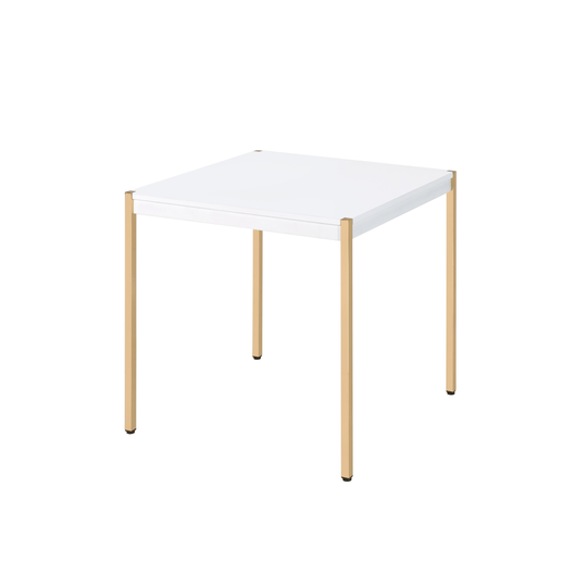 End Table Sofa Table in White & Gold Finish