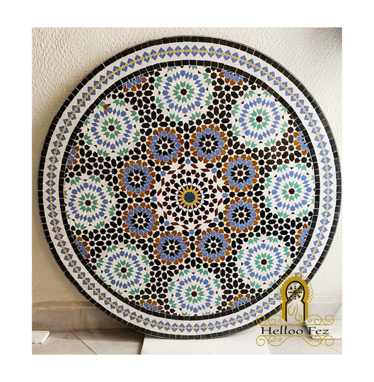 Moroccan Mosaic Round Table Top - Tile Coffee Outdoor Furniture By Helloofez