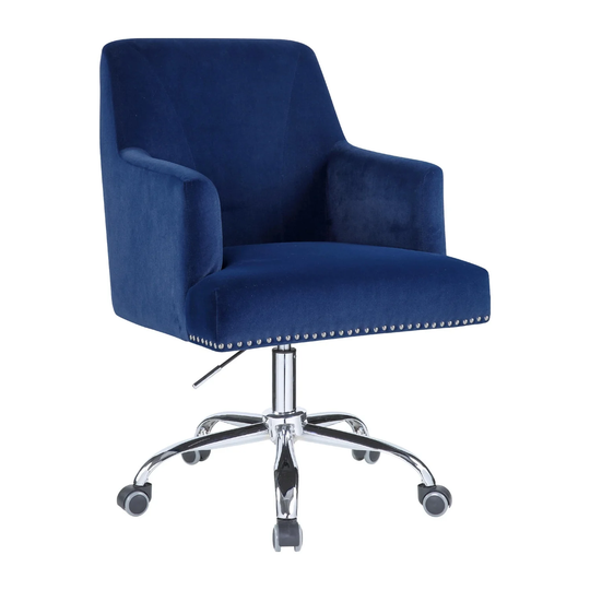 Blue Velvet Office Chair in Chrome Finish