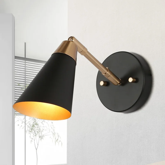 Wylan Modern Black Gold 1-Light Wall Sconce Metal Bathroom Vanity Lights