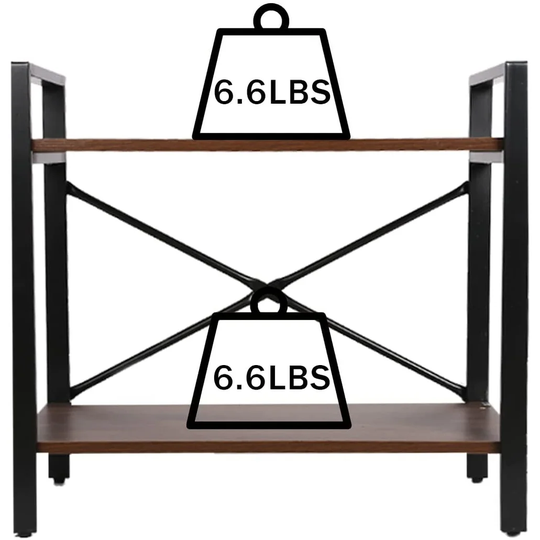 2 Tier Frame Bookshelf Small 2 Shelf Wood and Metal Bookcase