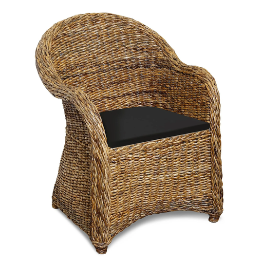 Elana - Rattan Lounge Chair - Natural Finish with Black Upholstery