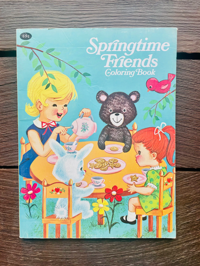 Springtime Friends Vintage Coloring Book 1977 Easter Animal Pictures