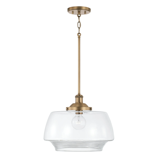 Miller 15" 1-light Pendant w/ Clear Ribbed Glass