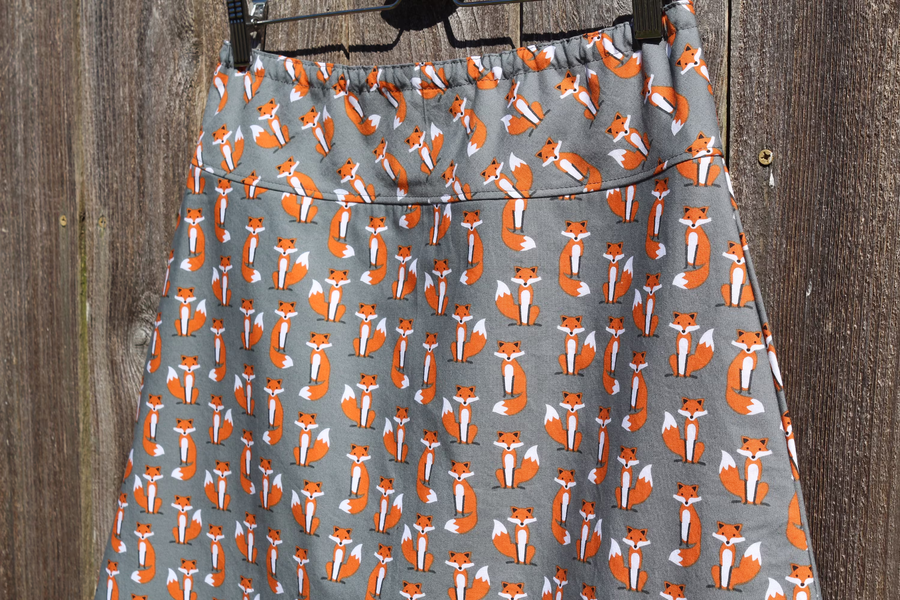 Gray Fox Skirt, Simple A-Line Available in All Sizes, & Lengths, Custom Made Skirt