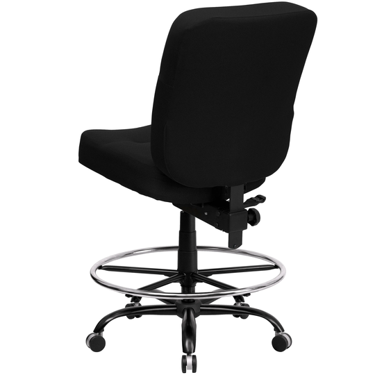 Big & Tall 400 lb. Rated High Back Black Fabric Ergonomic Drafting Chair