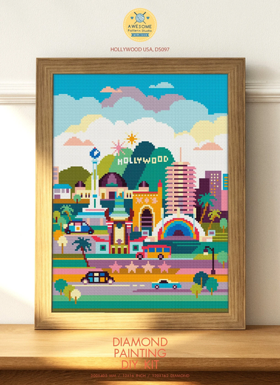Hollywood USA Ds097, Diamond Painting Diy Kit | State City Full Pattern California