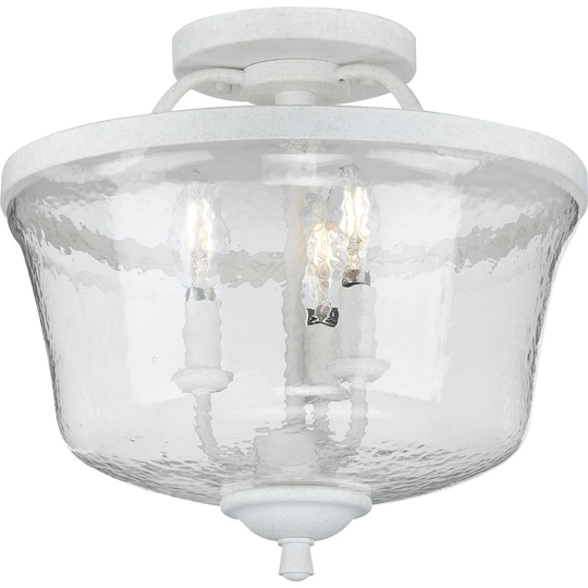 Bowman Collection Cottage White Three-Light Semi-Flush Convertible - 14.180" x 16.565" x 16.550"