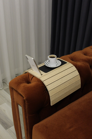 This Functional Wooden Sofa Tray Can Be Used For Arm Table, Adjustable Tray, Side Couch Phone Holder