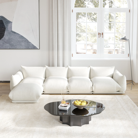 Modular Sectional Sofa Chenille Fabric Sofa with Ottoman